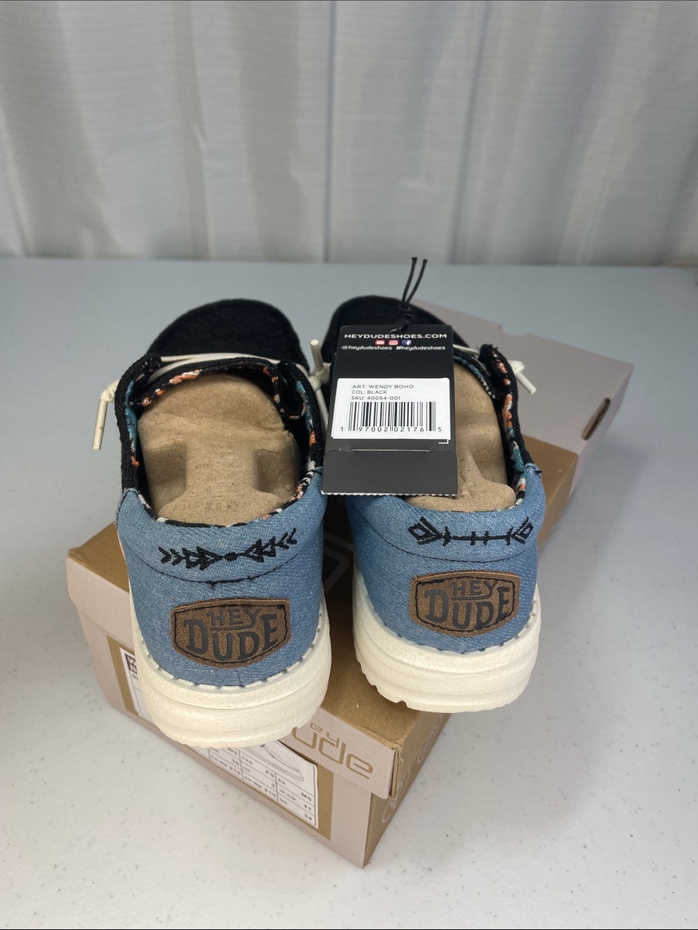 Hey Dude Kids Light Blue Canvas Slip-On Sneakers with Tan Accents